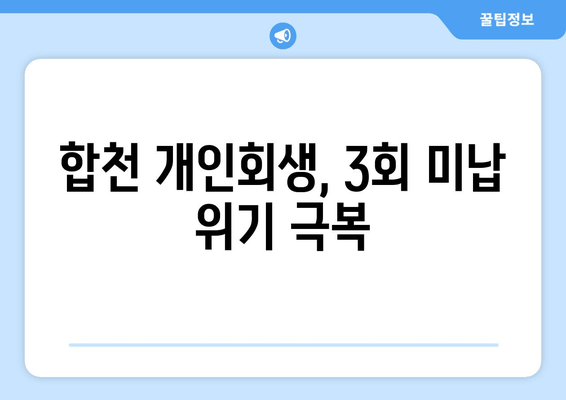 합천 개인회생, 3회 미납 위기 극복