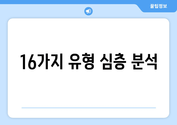 16가지 유형 심층 분석