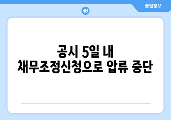 공시 5일 내 채무조정신청으로 압류 중단