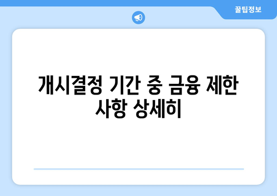 개시결정 기간 중 금융 제한 사항 상세히