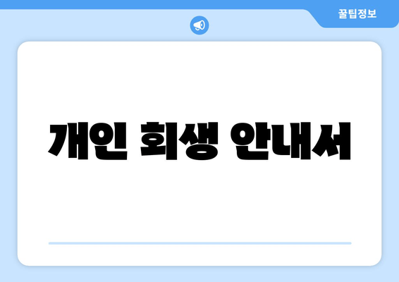 개인 회생 안내서