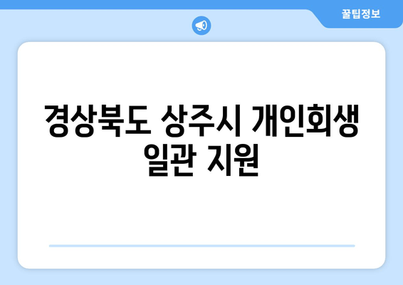 경상북도 상주시 개인회생 일관 지원