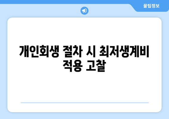 개인회생 절차 시 최저생계비 적용 고찰