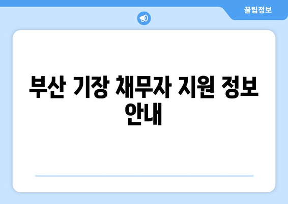 부산 기장 채무자 지원 정보 안내