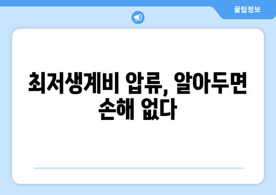 최저생계비 압류, 알아두면 손해 없다