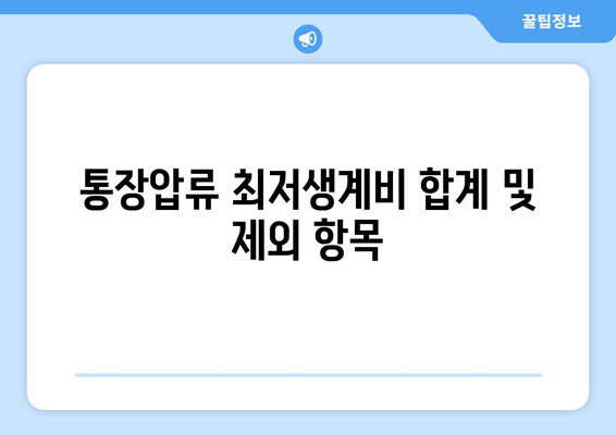 통장압류 최저생계비 합계 및 제외 항목