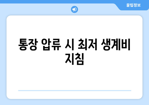 통장 압류 시 최저 생계비 지침