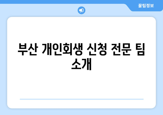 부산 개인회생 신청 전문 팀 소개