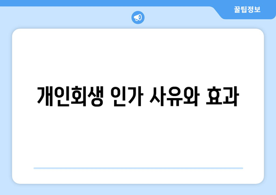 개인회생 인가 사유와 효과