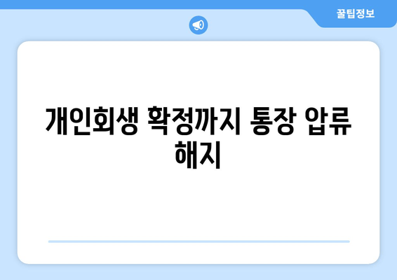 개인회생 확정까지 통장 압류 해지