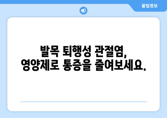 발목 퇴행성 관절염 관리, 영양제로 통증 완화하고 움직임 개선하기 | 관절 건강, 영양 보충, 퇴행성 관절염 치료