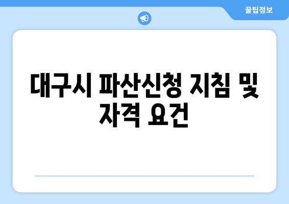 대구시 파산신청 지침 및 자격 요건