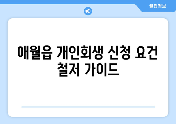 애월읍 개인회생 신청 요건 철저 가이드