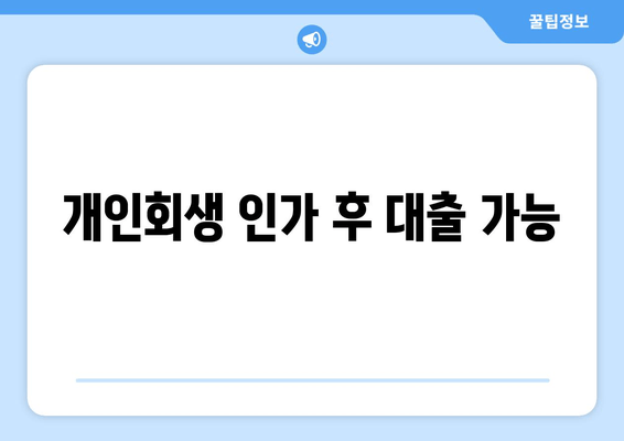 개인회생 인가 후 대출 가능