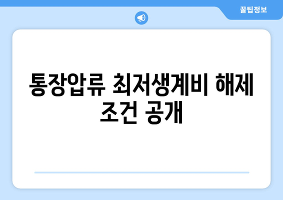 통장압류 최저생계비 해제 조건 공개