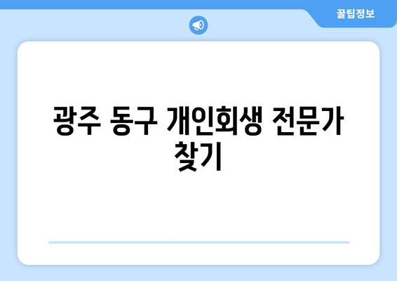 광주 동구 개인회생 전문가 찾기