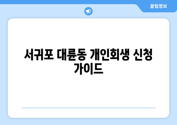 서귀포 대륜동 개인회생 신청 가이드