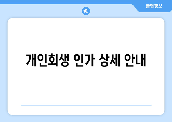 개인회생 인가 상세 안내