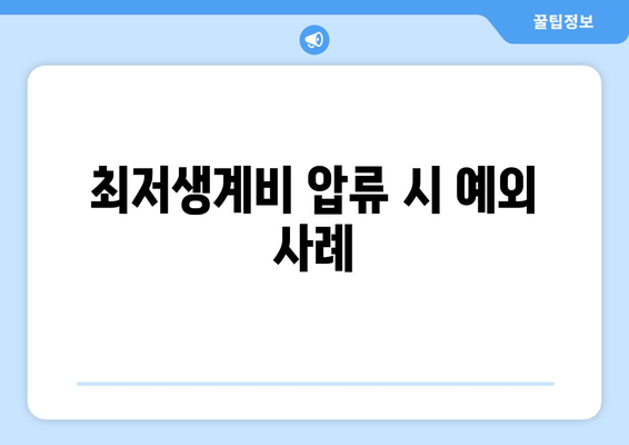 최저생계비 압류 시 예외 사례