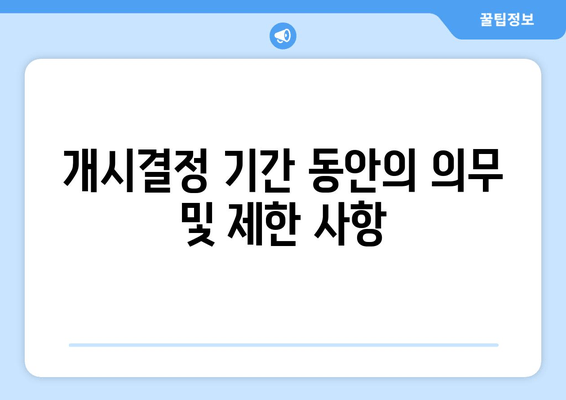 개시결정 기간 동안의 의무 및 제한 사항