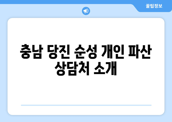 충남 당진 순성 개인 파산 상담처 소개