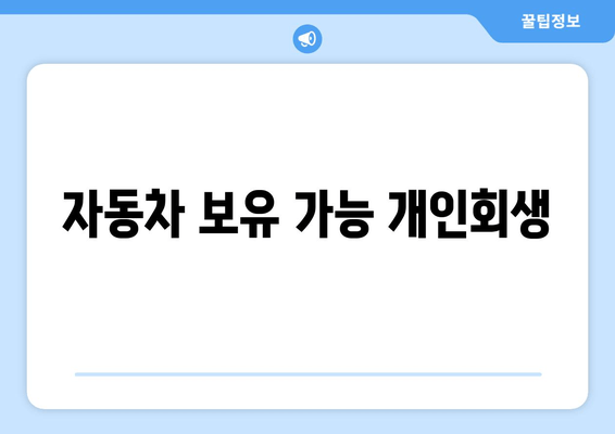 자동차 보유 가능 개인회생