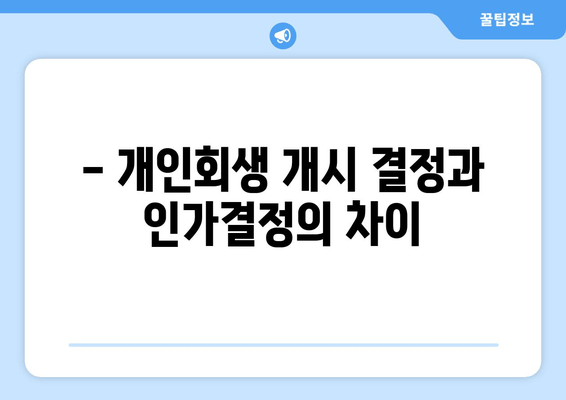 - 개인회생 개시 결정과 인가결정의 차이