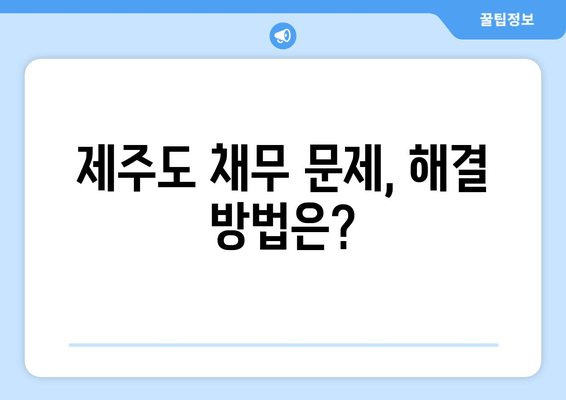 제주도 채무 문제, 해결 방법은?