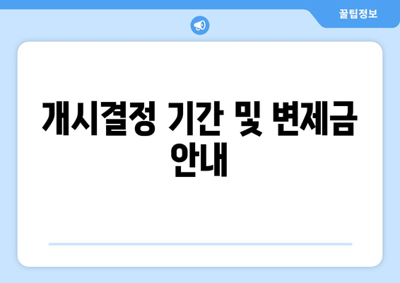 개시결정 기간 및 변제금 안내