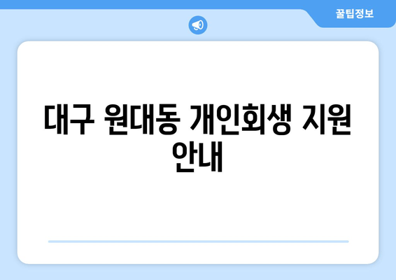 대구 원대동 개인회생 지원 안내