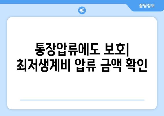 통장압류에도 보호| 최저생계비 압류 금액 확인