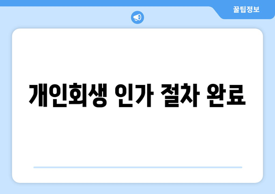 개인회생 인가 절차 완료