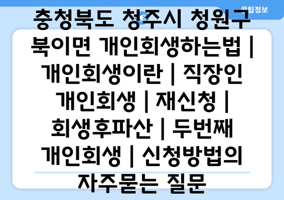 충청북도 청주시 청원구 북이면 개인회생하는법 | 개인회생이란 | 직장인 개인회생 | 재신청 | 회생후파산 | 두번째 개인회생 | 신청방법