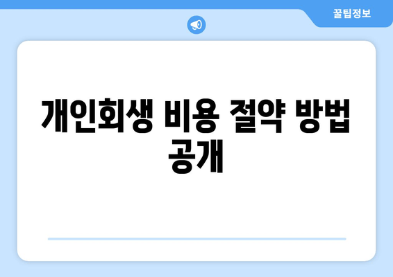 개인회생 비용 절약 방법 공개