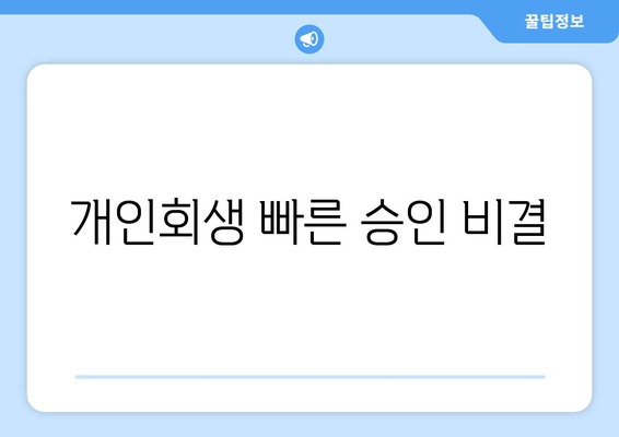 개인회생 빠른 승인 비결