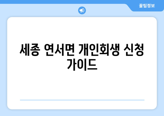 세종 연서면 개인회생 신청 가이드