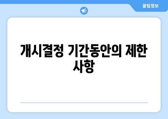 개시결정 기간동안의 제한 사항