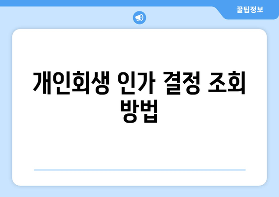 개인회생 인가 결정 조회 방법