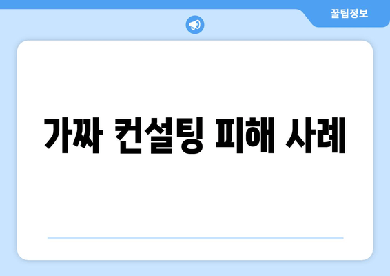 가짜 컨설팅 피해 사례