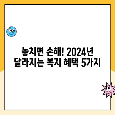 2024년 복지 혜택 변화, 놓치면 손해! 꼭 알아야 할 5가지 변화 | 복지, 혜택, 변화, 2024