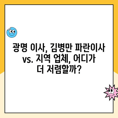 광명 이사 견적 비교 분석| 김병만 파란이사 vs. 지역 업체, 어디가 나에게 맞을까? | 이사 견적, 비용 비교, 이사업체 추천