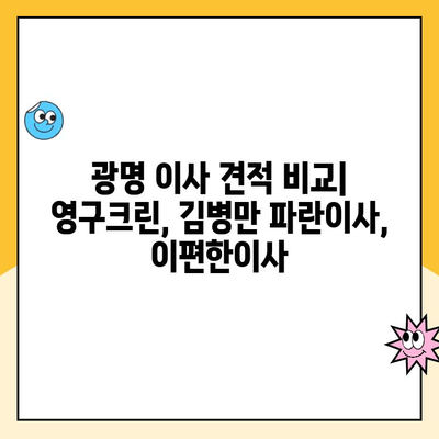 광명 이사 견적 비교| 영구크린, 김병만 파란이사, 이편한이사 꼼꼼 분석 | 이사업체 추천, 비용, 서비스