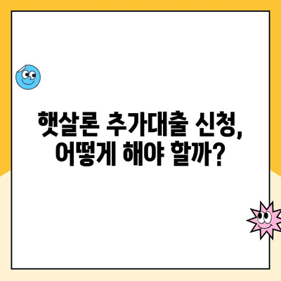 햇살론 신용점수로 추가대출 가능할까요? 신청 방법 총정리 | 햇살론, 신용대출, 추가대출, 대출조건