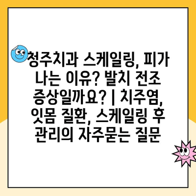 청주치과 스케일링, 피가 나는 이유? 발치 전조 증상일까요? | 치주염, 잇몸 질환, 스케일링 후 관리