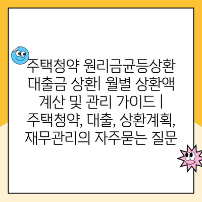 주택청약 원리금균등상환 대출금 상환| 월별 상환액 계산 및 관리 가이드 | 주택청약, 대출, 상환계획, 재무관리