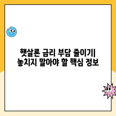 햇살론 대출 금리 낮추는 꿀팁| 성공적인 협상 전략 | 금리 인하, 햇살론, 대출, 협상