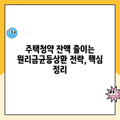 주택청약 잔액 빠르게 줄이고 자산 늘리는 방법| 원리금균등상환 전략 | 주택청약, 잔액 감소, 자산 증식, 재테크