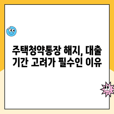 주택청약통장 해지, 대출기간 고려해야 할까요? | 주택청약, 해지, 대출, 주택 구매