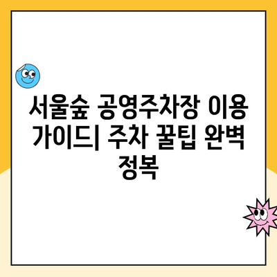 서울숲 주차 꿀팁| 5곳 주차장 비교 & 주차 요금 정보 | 서울숲 주차, 공영 주차장, 주차 팁, 주차 요금