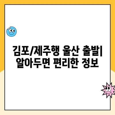 울산공항 주차료 & 김포/제주 출발 정보| 알아두면 유용한 팁 | 울산공항, 주차 요금, 김포공항, 제주도, 출발 정보